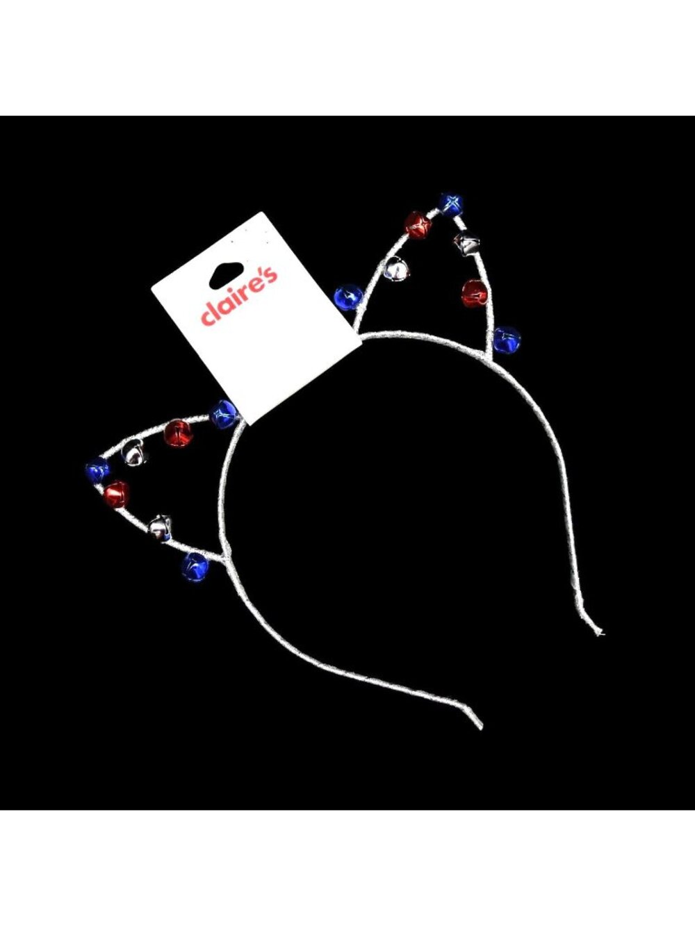 Claires Cats Ears Headband Red White Blue Bells Red Silver Blue Patriotic